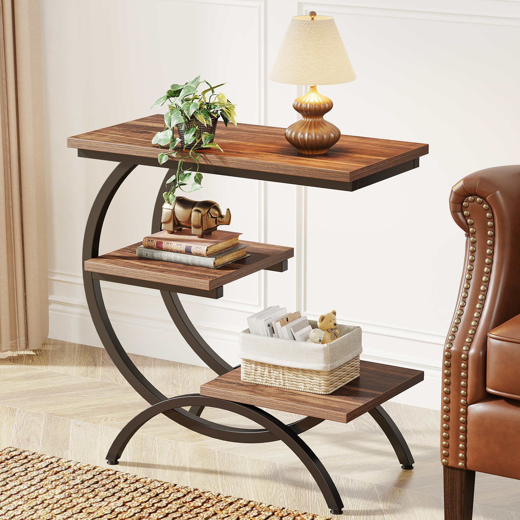 C-shaped end table for small spaces