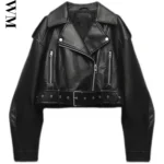 women's oversized faux leather moto jacket