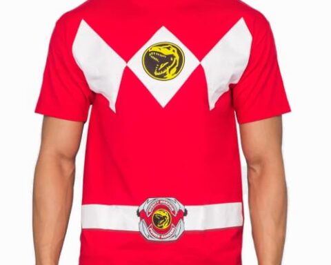 men's red superhero costume t-shirt