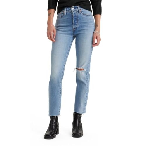best high rise straight leg jeans for women